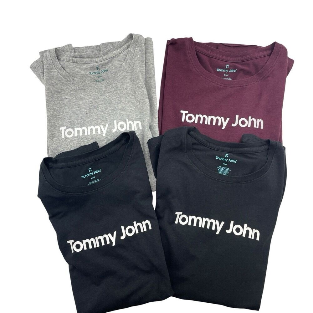 Tommy John Women's Sz S Tee Shirt Lot Of 4 Comfort Concierge Logo Graphic Lounge